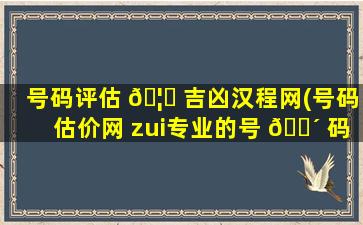 号码评估 🦋 吉凶汉程网(号码估价网 zui
专业的号 🐴 码估价平台)